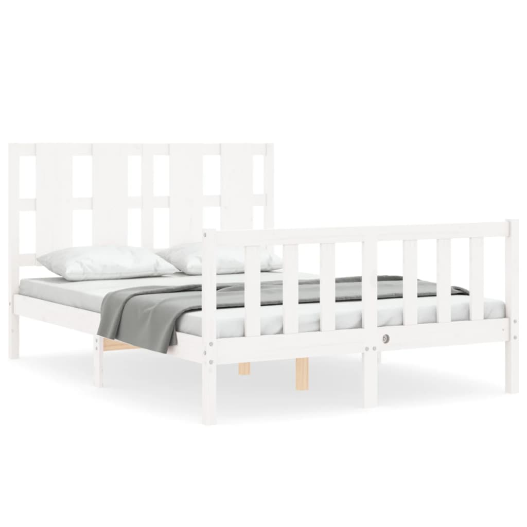 Berkfield Bed Frame with Headboard White 120x200 cm Solid Wood