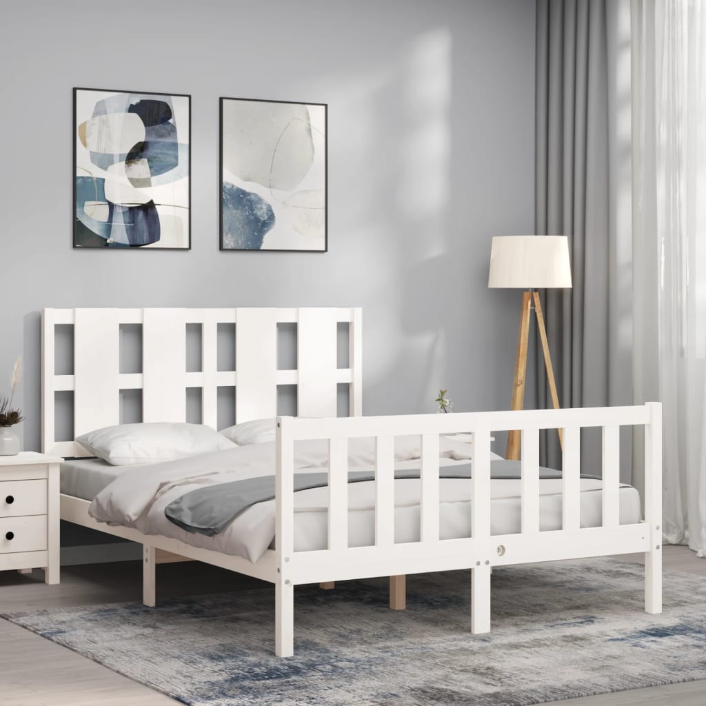 Berkfield Bed Frame with Headboard White 120x200 cm Solid Wood