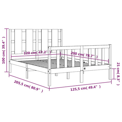 Berkfield Bed Frame with Headboard White 120x200 cm Solid Wood
