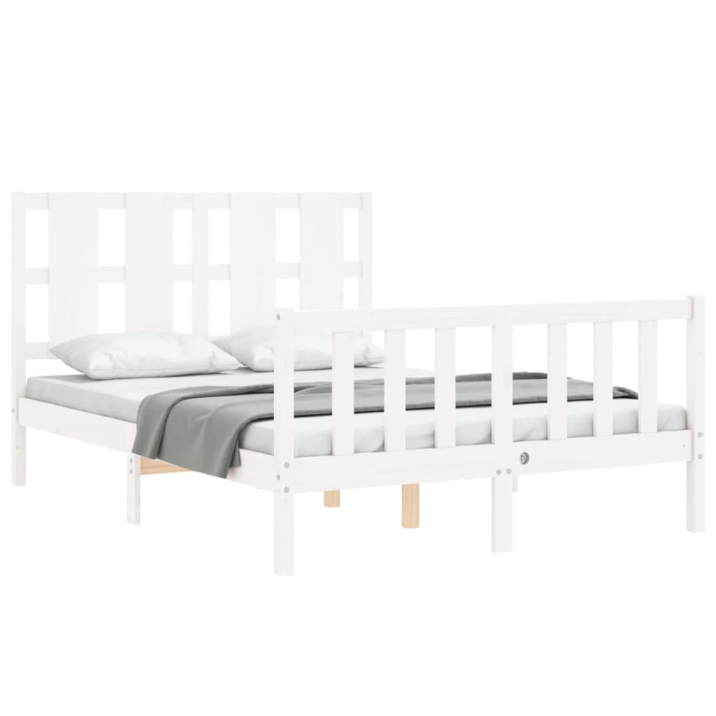Berkfield Bed Frame with Headboard White 120x200 cm Solid Wood
