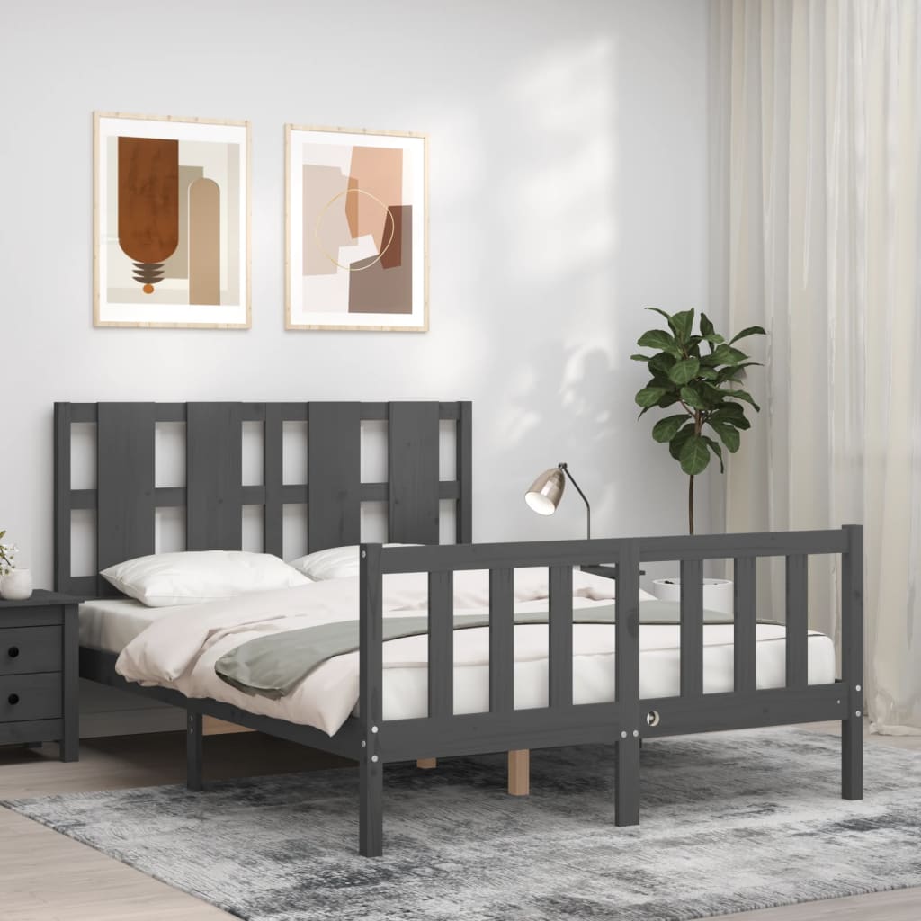 Berkfield Bed Frame with Headboard Grey 120x200 cm Solid Wood