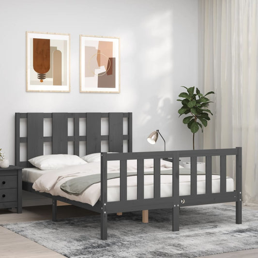 Berkfield Bed Frame with Headboard Grey 120x200 cm Solid Wood