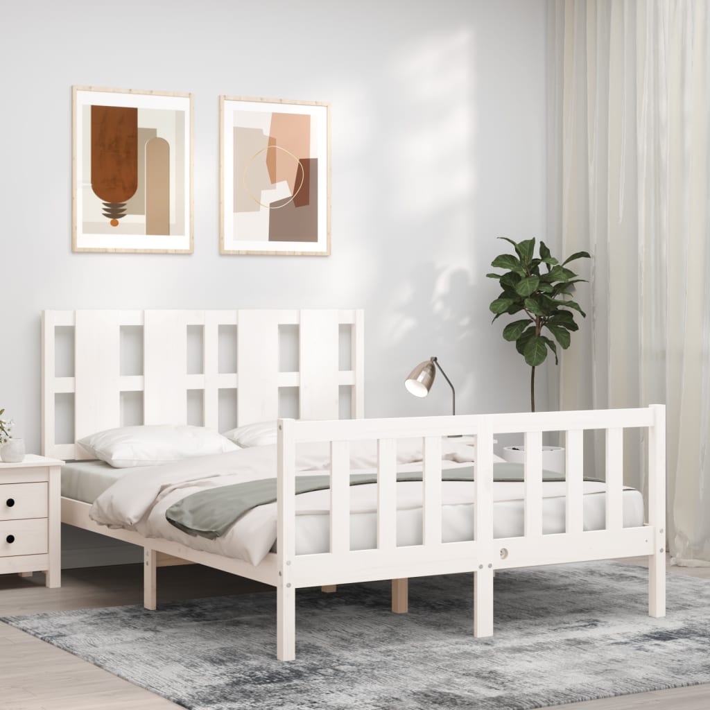 Berkfield Bed Frame with Headboard White 140x200 cm Solid Wood