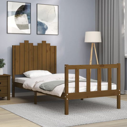 Berkfield Bed Frame with Headboard Honey Brown 90x190 cm Solid Wood
