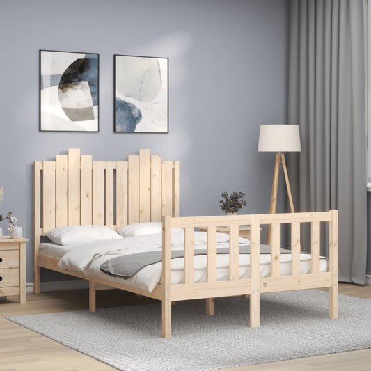 Berkfield Bed Frame with Headboard Small Double Solid Wood