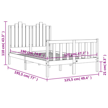 Berkfield Bed Frame with Headboard White Small Double Solid Wood