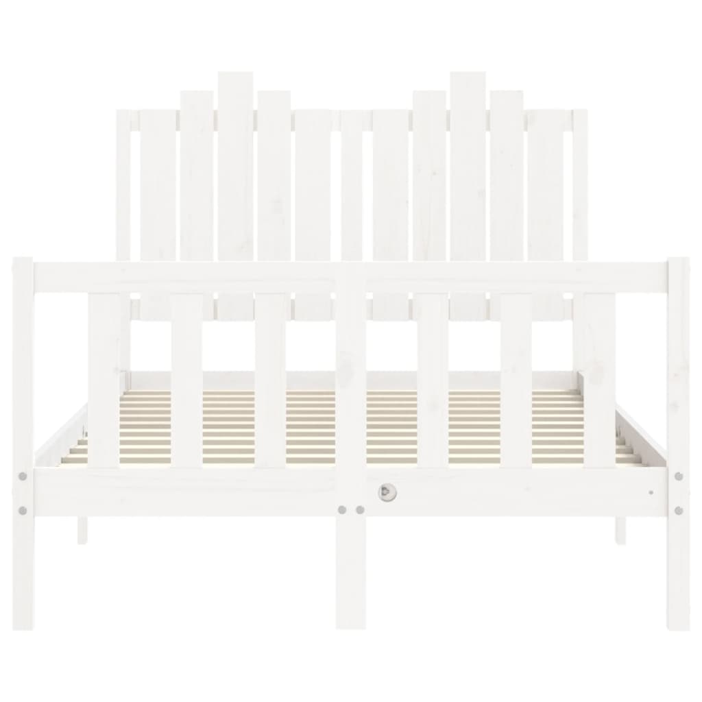 Berkfield Bed Frame with Headboard White Small Double Solid Wood