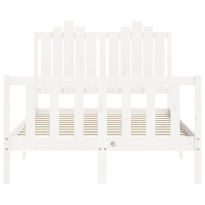 Berkfield Bed Frame with Headboard White Small Double Solid Wood