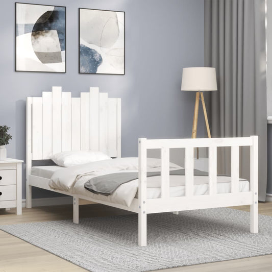 Berkfield Bed Frame with Headboard White 90x200 cm Solid Wood