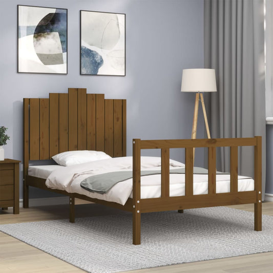 Berkfield Bed Frame with Headboard Honey Brown 100x200 cm Solid Wood