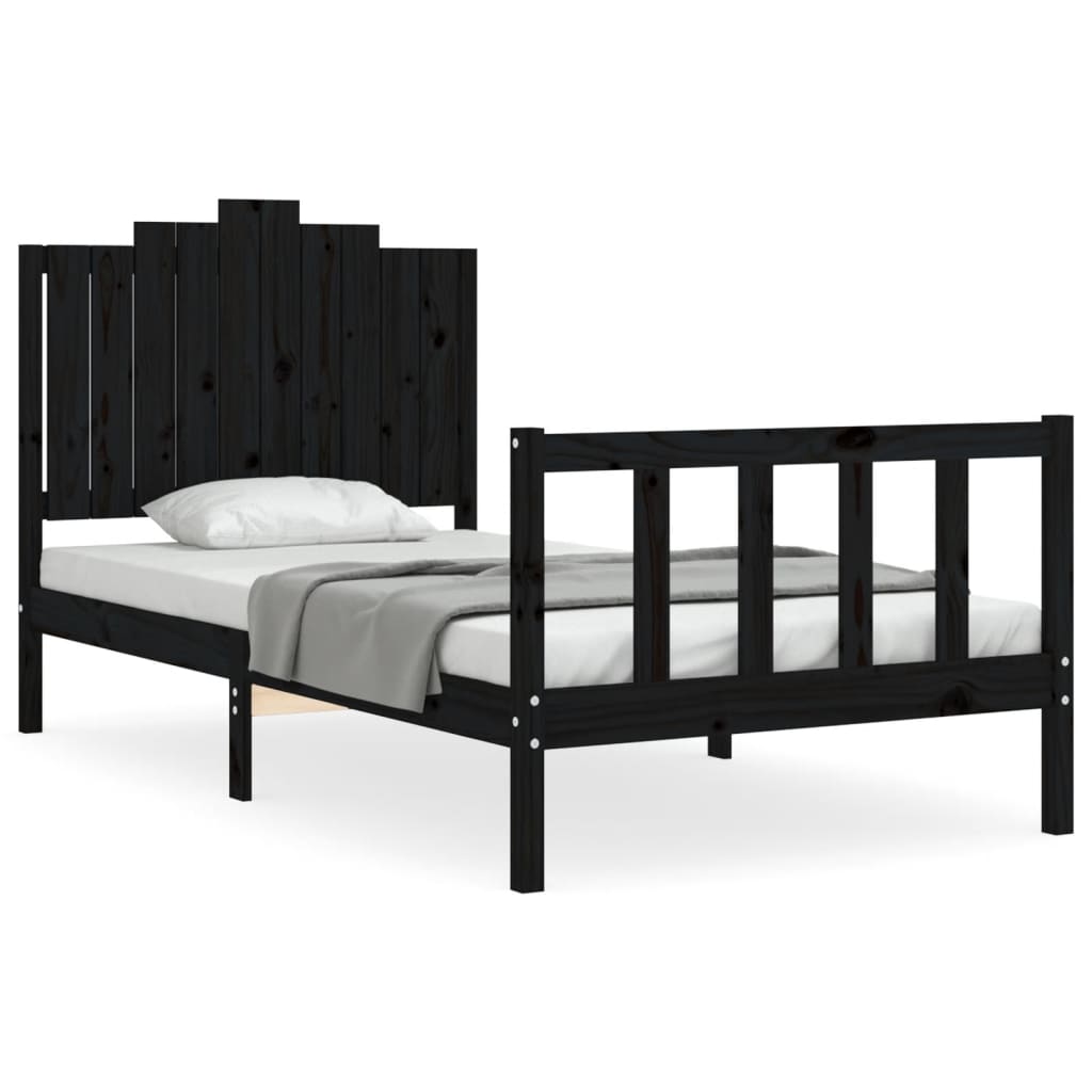 Berkfield Bed Frame with Headboard Black 100x200 cm Solid Wood