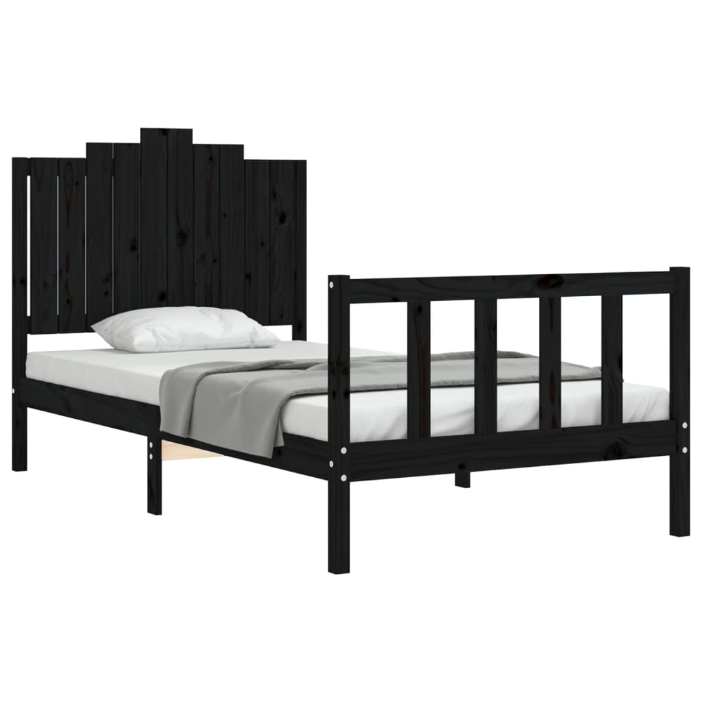 Berkfield Bed Frame with Headboard Black 100x200 cm Solid Wood