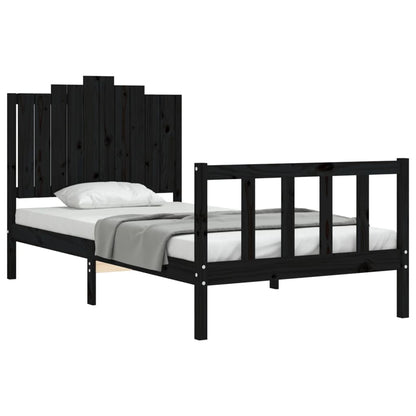Berkfield Bed Frame with Headboard Black 100x200 cm Solid Wood