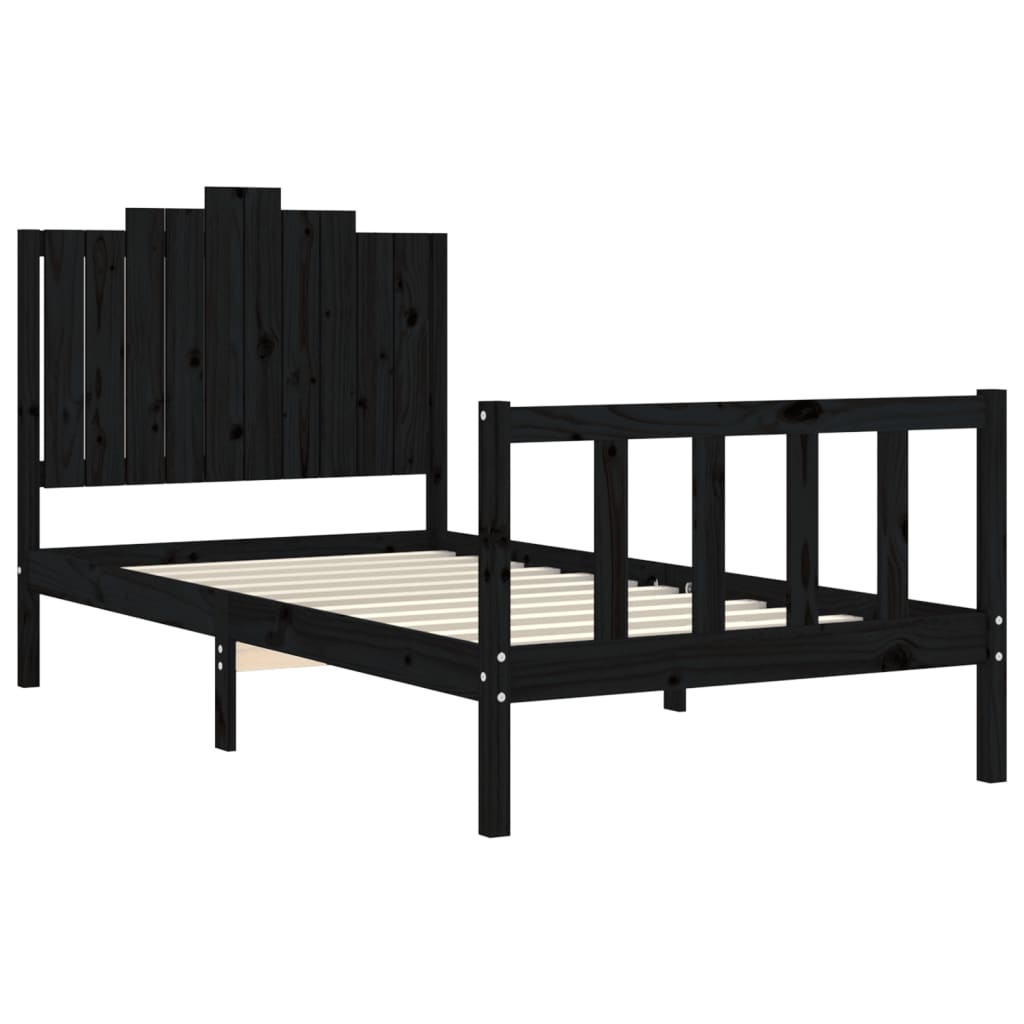 Berkfield Bed Frame with Headboard Black 100x200 cm Solid Wood