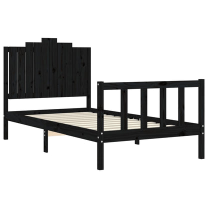 Berkfield Bed Frame with Headboard Black 100x200 cm Solid Wood