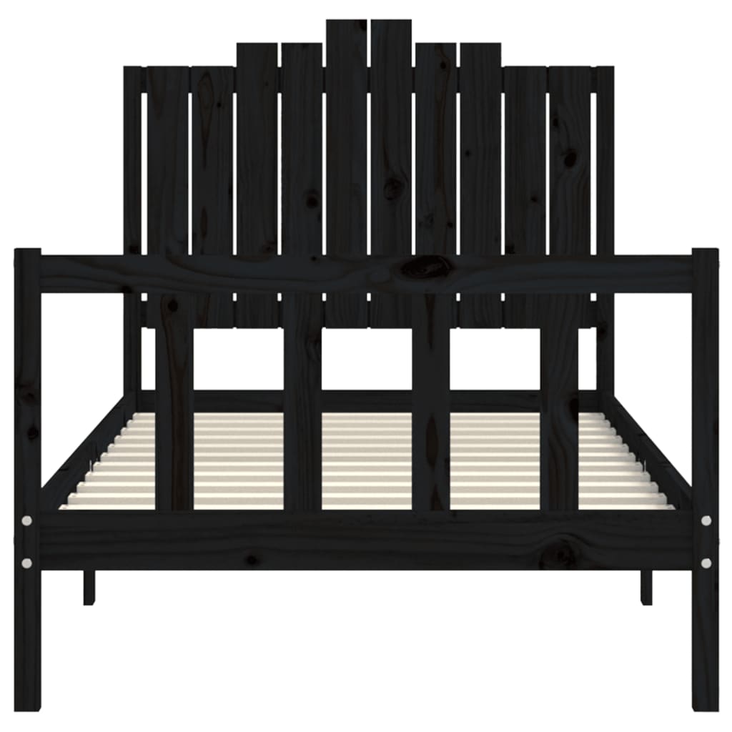 Berkfield Bed Frame with Headboard Black 100x200 cm Solid Wood