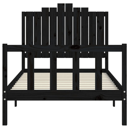 Berkfield Bed Frame with Headboard Black 100x200 cm Solid Wood