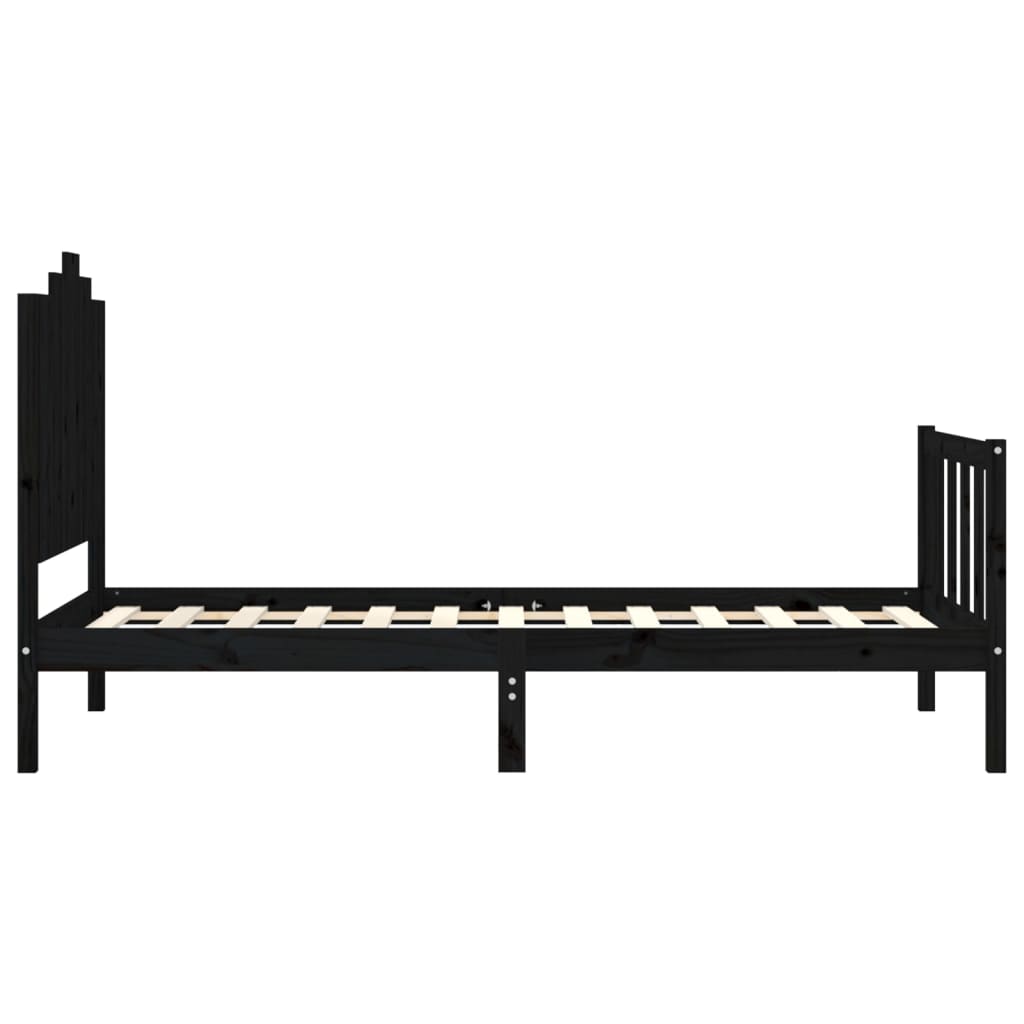 Berkfield Bed Frame with Headboard Black 100x200 cm Solid Wood