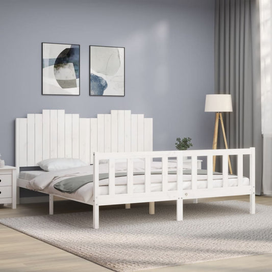 Berkfield Bed Frame with Headboard White 180x200 cm Solid Wood