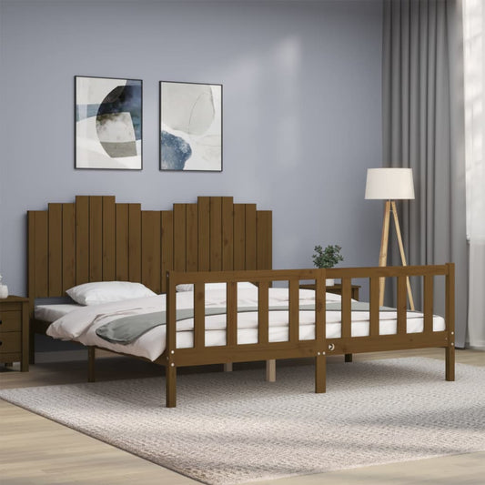 Berkfield Bed Frame with Headboard Honey Brown 180x200 cm Solid Wood