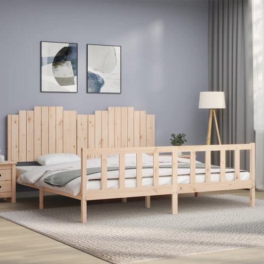 Berkfield Bed Frame with Headboard 200x200 cm Solid Wood