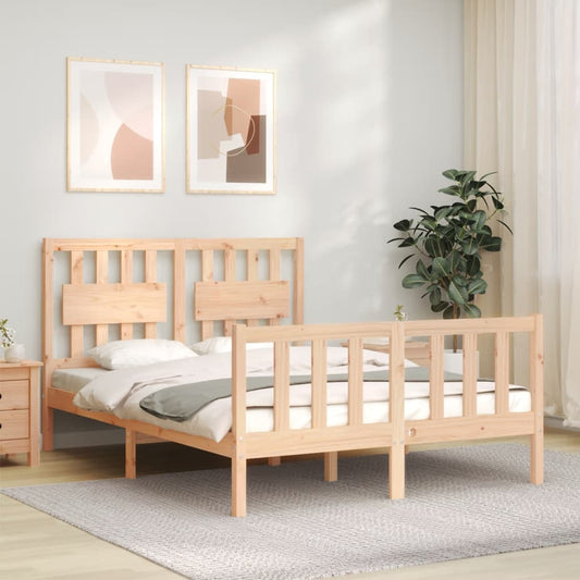 Berkfield Bed Frame with Headboard 140x190 cm Solid Wood