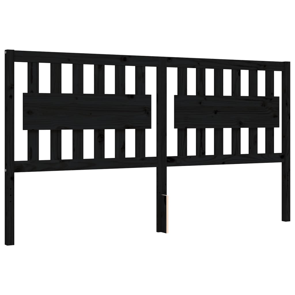 Berkfield Bed Frame with Headboard Black Super King Size Solid Wood