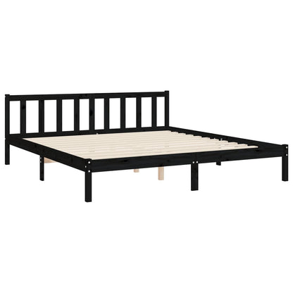 Berkfield Bed Frame with Headboard Black Super King Size Solid Wood