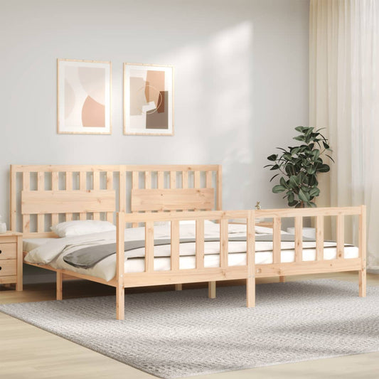 Berkfield Bed Frame with Headboard 200x200 cm Solid Wood
