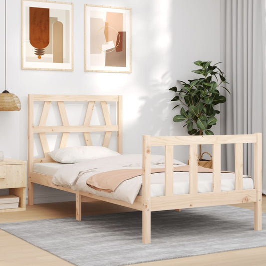 Berkfield Bed Frame with Headboard Single Solid Wood