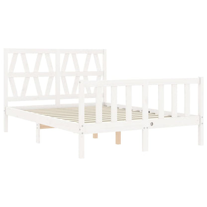 Berkfield Bed Frame with Headboard White 140x190 cm Solid Wood
