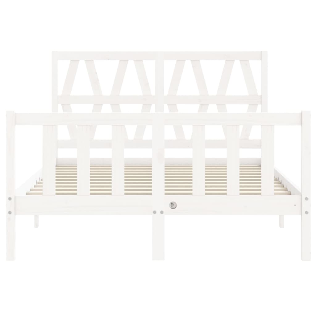 Berkfield Bed Frame with Headboard White 140x190 cm Solid Wood