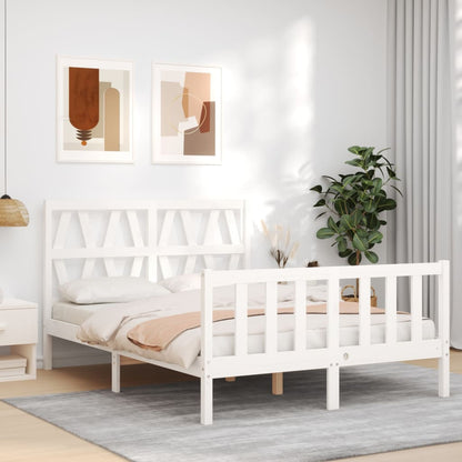 Berkfield Bed Frame with Headboard White 140x190 cm Solid Wood