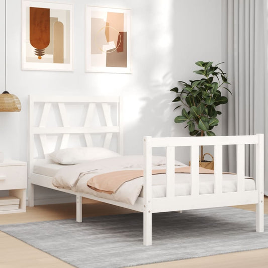 Berkfield Bed Frame with Headboard White 100x200 cm Solid Wood