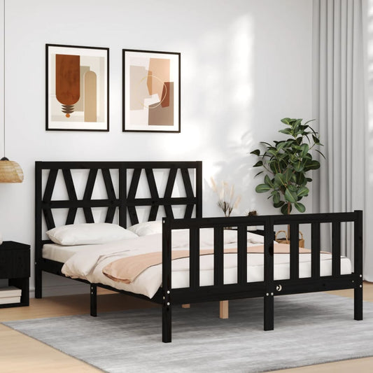 Berkfield Bed Frame with Headboard Black 120x200 cm Solid Wood