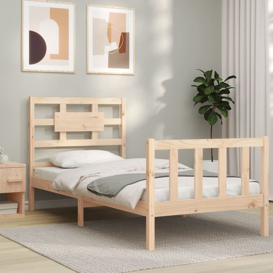 Berkfield Bed Frame with Headboard 90x200 cm Solid Wood