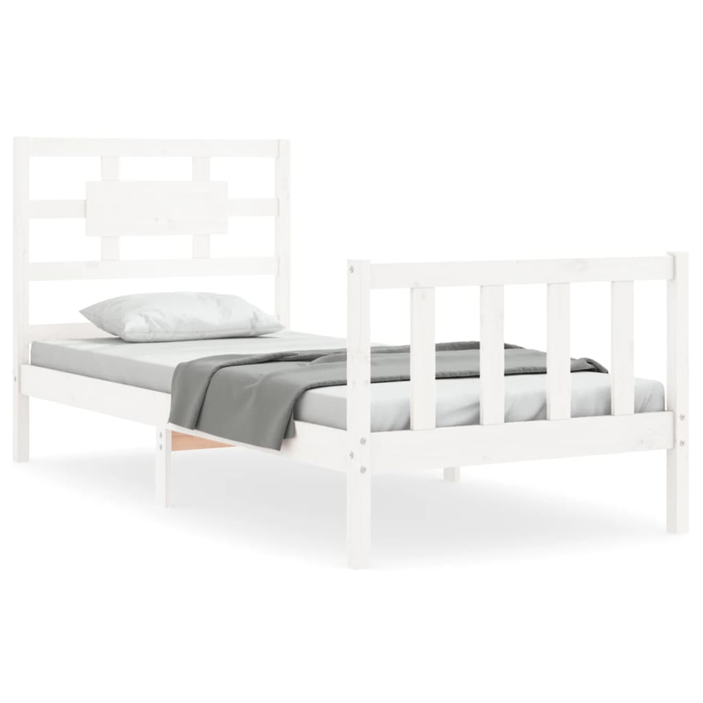 Berkfield Bed Frame with Headboard White 90x200 cm Solid Wood