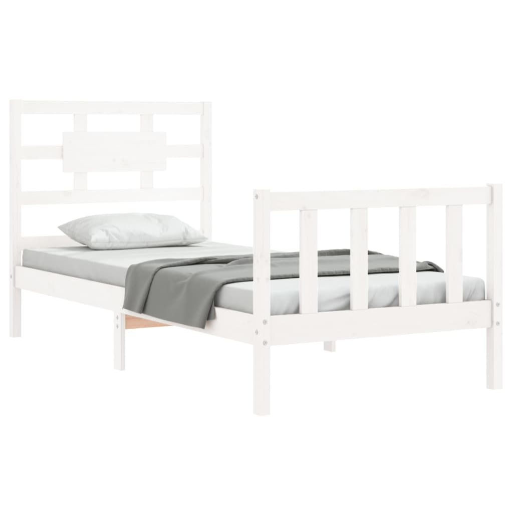 Berkfield Bed Frame with Headboard White 90x200 cm Solid Wood