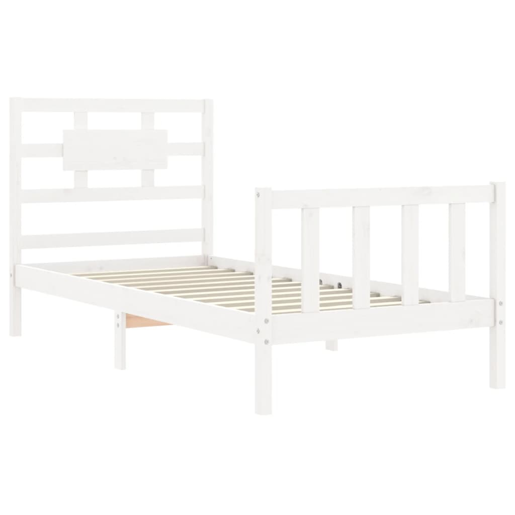 Berkfield Bed Frame with Headboard White 90x200 cm Solid Wood