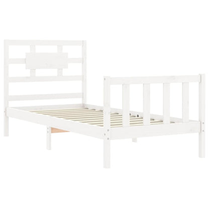 Berkfield Bed Frame with Headboard White 90x200 cm Solid Wood