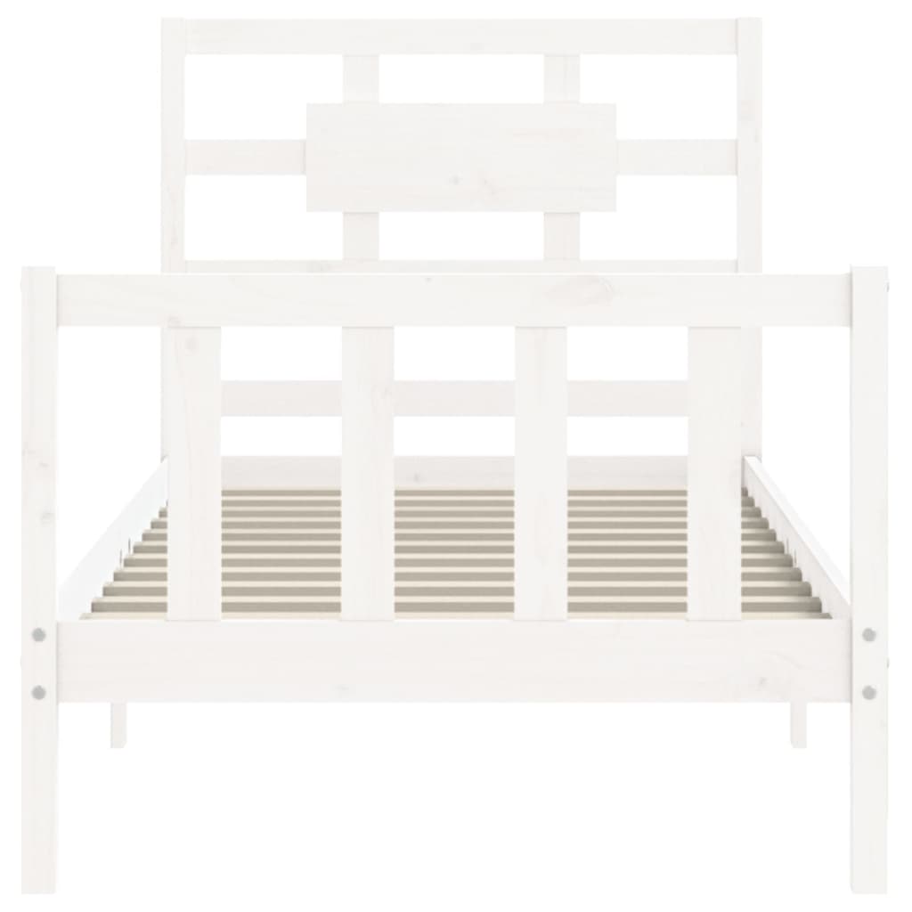 Berkfield Bed Frame with Headboard White 90x200 cm Solid Wood
