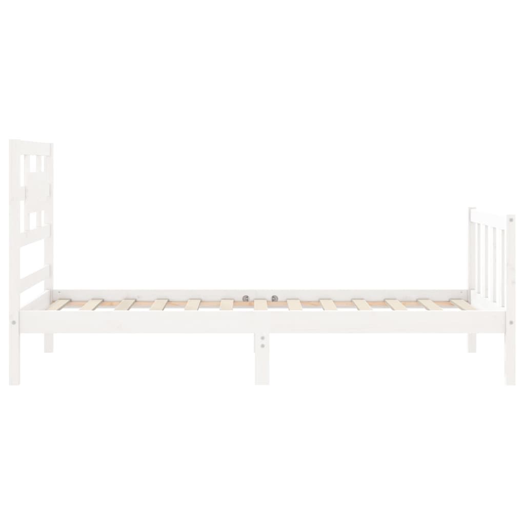 Berkfield Bed Frame with Headboard White 90x200 cm Solid Wood