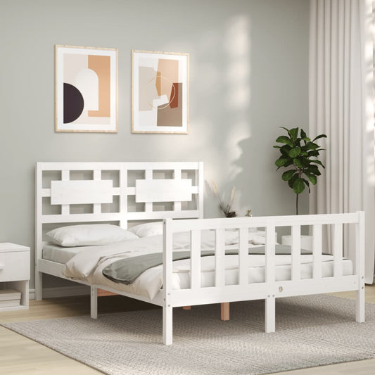 Berkfield Bed Frame with Headboard White 140x200 cm Solid Wood
