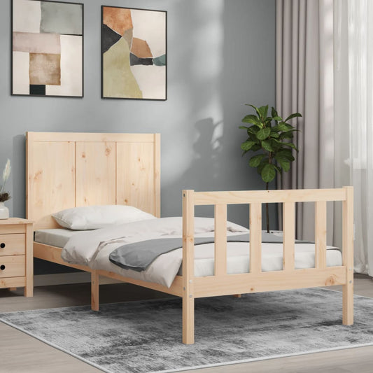 Berkfield Bed Frame with Headboard Single Solid Wood