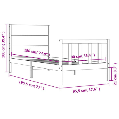 Berkfield Bed Frame with Headboard White Single Solid Wood