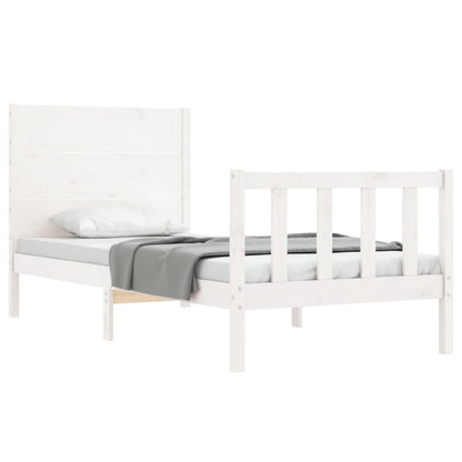 Berkfield Bed Frame with Headboard White Single Solid Wood