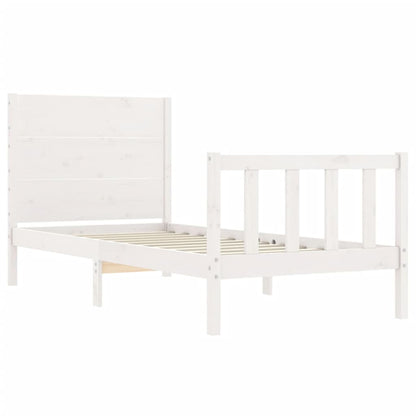 Berkfield Bed Frame with Headboard White Single Solid Wood
