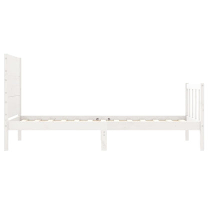 Berkfield Bed Frame with Headboard White Single Solid Wood