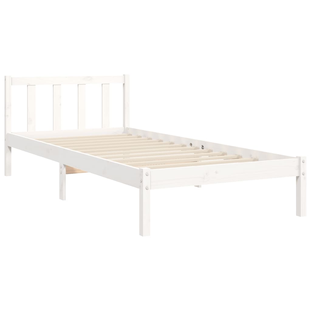Berkfield Bed Frame with Headboard White Single Solid Wood
