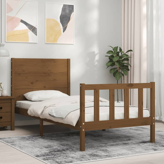 Berkfield Bed Frame with Headboard Honey Brown 100x200 cm Solid Wood
